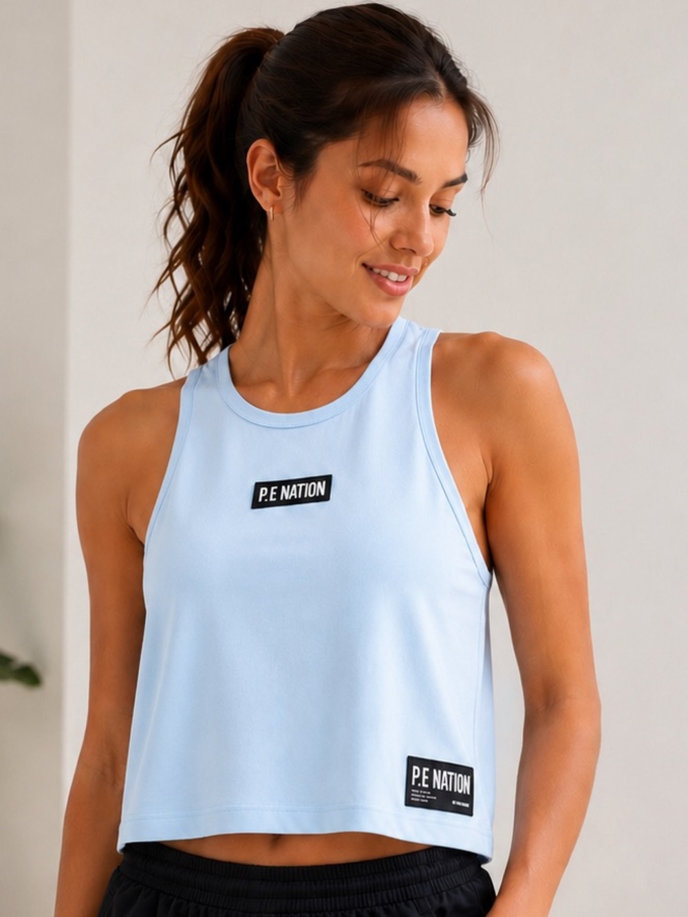 P.E Nation Pale Blue Logo Crop Tank 💙